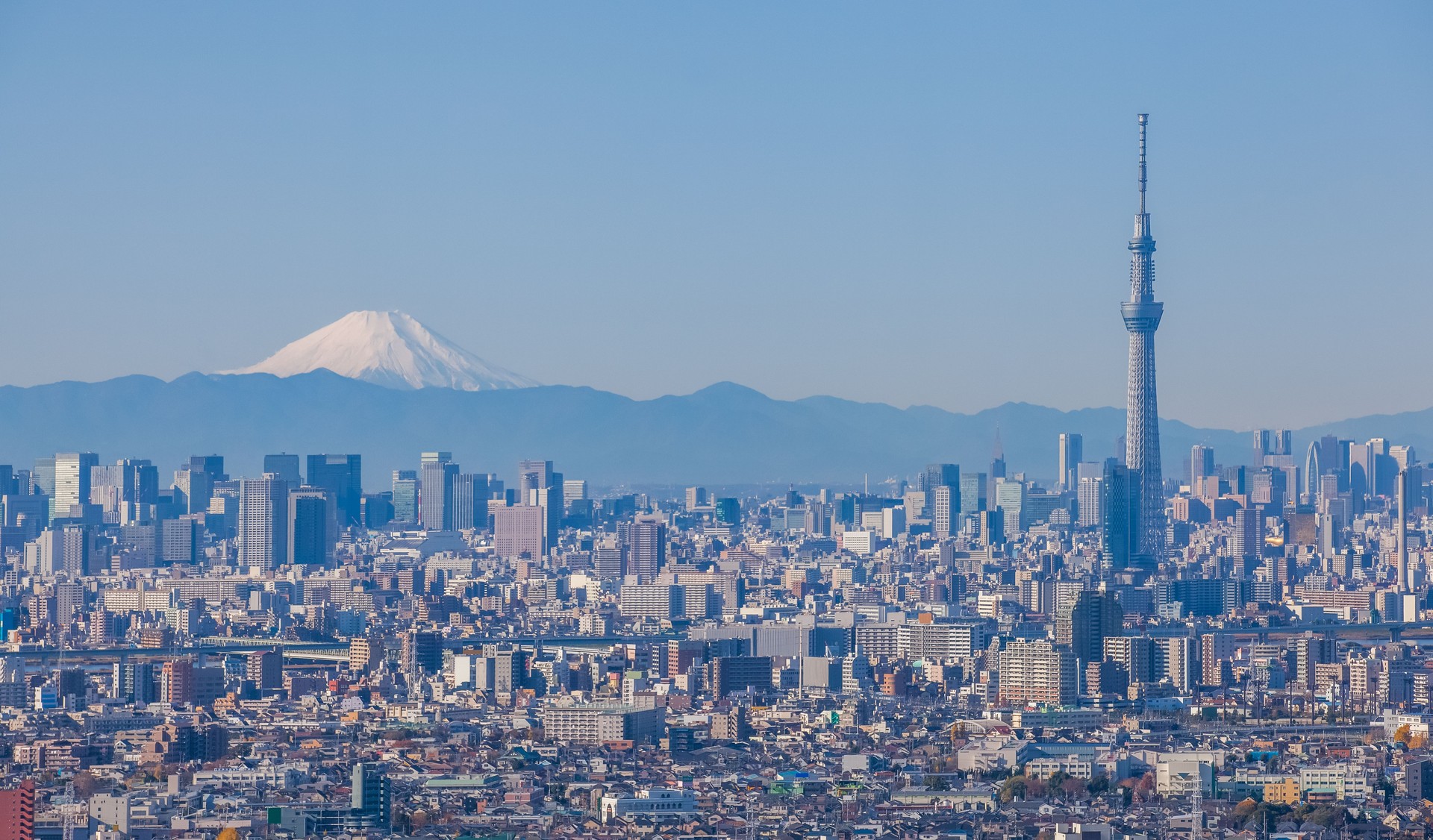 Tokyo city view with Tokyo sky tree and Mountain Fuji